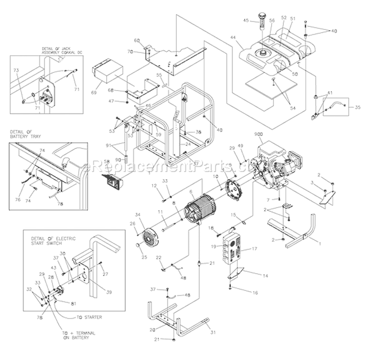 Page C Diagram and Parts List for 030386-0  Briggs and Stratton Generator
